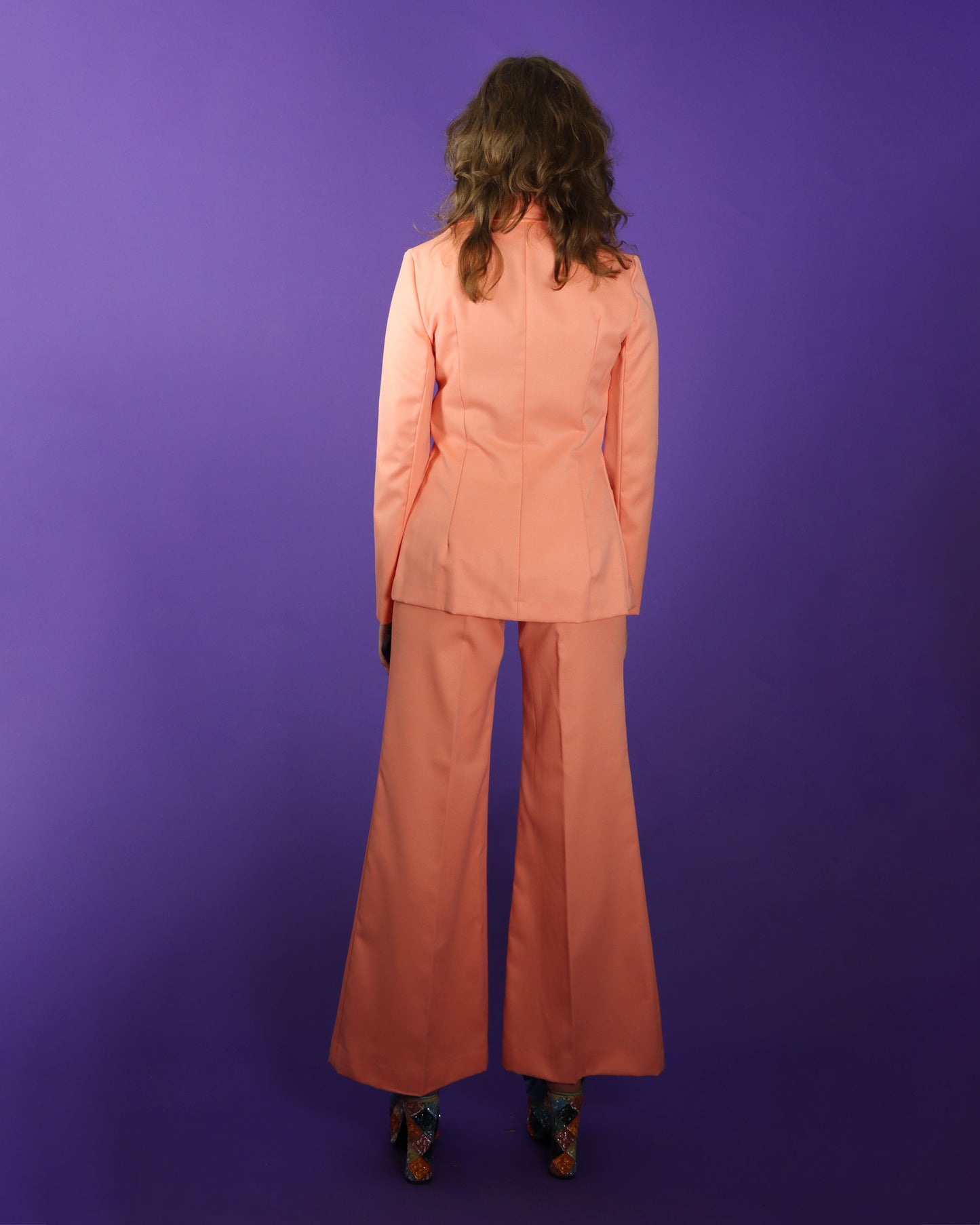 Vintage 1970s Peach Coral Trouser Suit