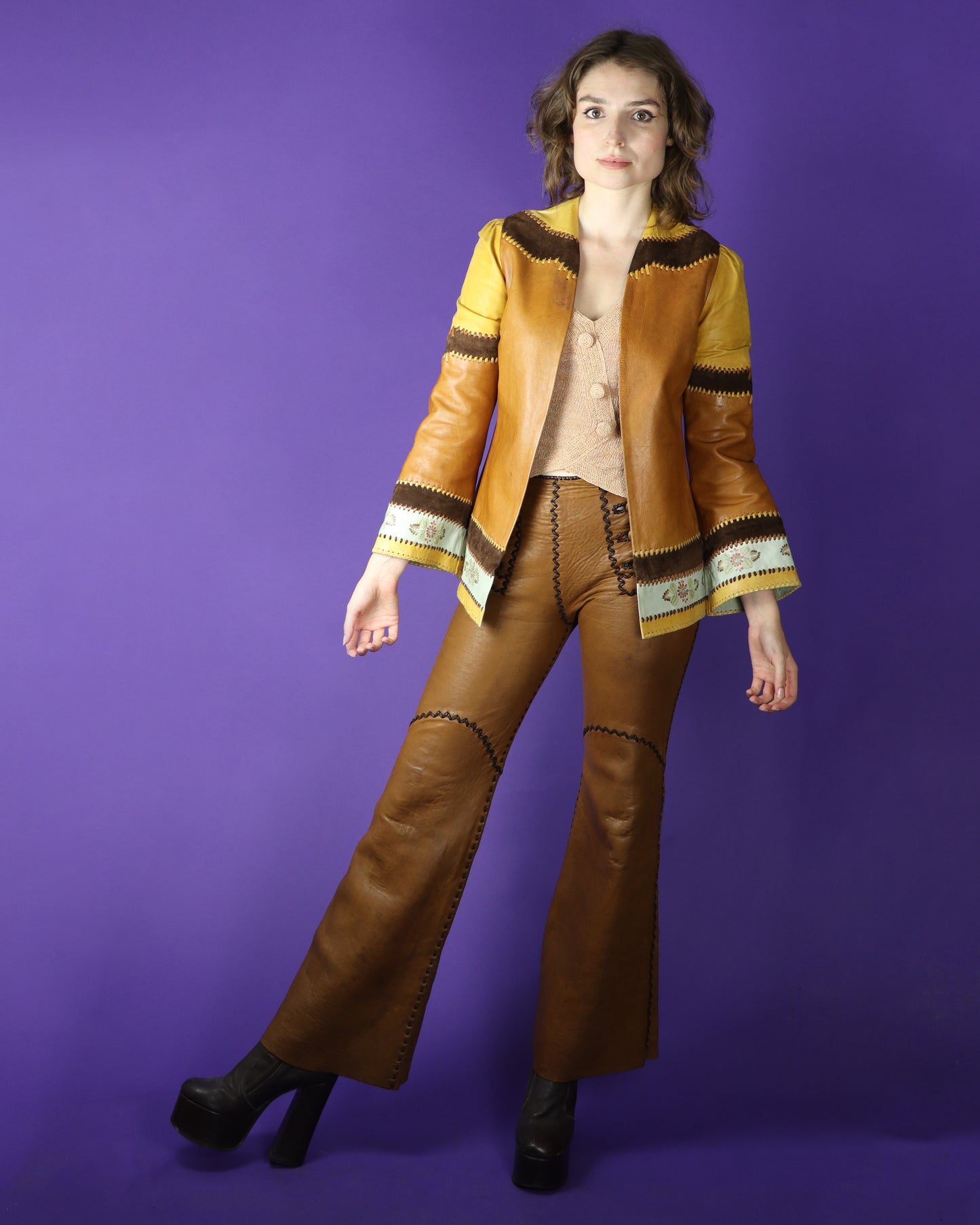 Vintage 1970s Char Open Leather Jacket