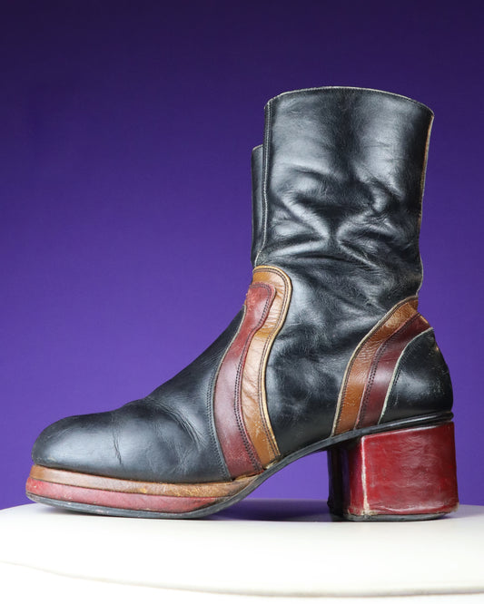 Vintage 1970s Tri Colour Platform Boots