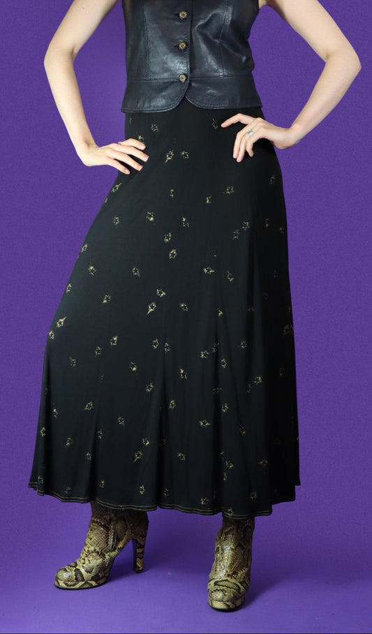 Vintage 1970s Jean Muir Rayon Shooting Star Crepe Skirt