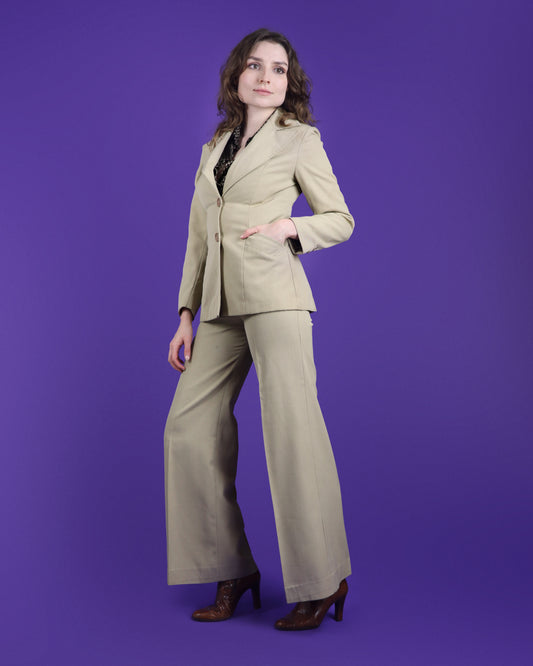 Vintage 1970s Beige Trouser Suit