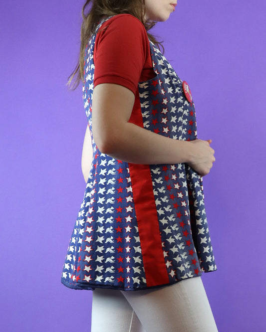 Vintage 1960s 1970s Maverick Set White Denim Flares Star Peace Dove Hippie Vest