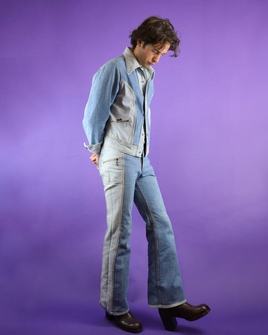 RARE Vintage 1970s Lee Reversible Denim Suit Gemini Set 1976
