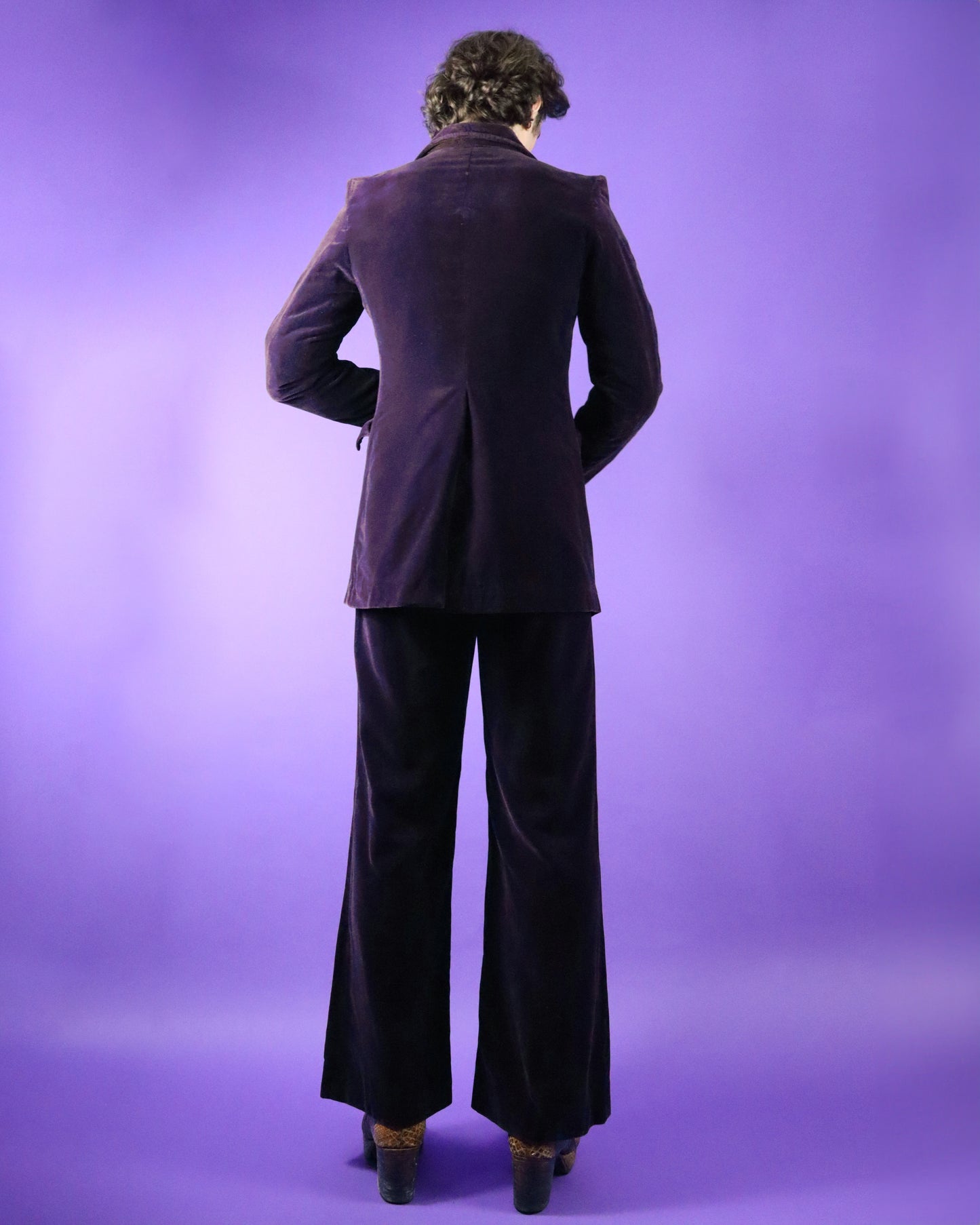 Vintage 1970s Purple Silk Velvet Suit Tailored