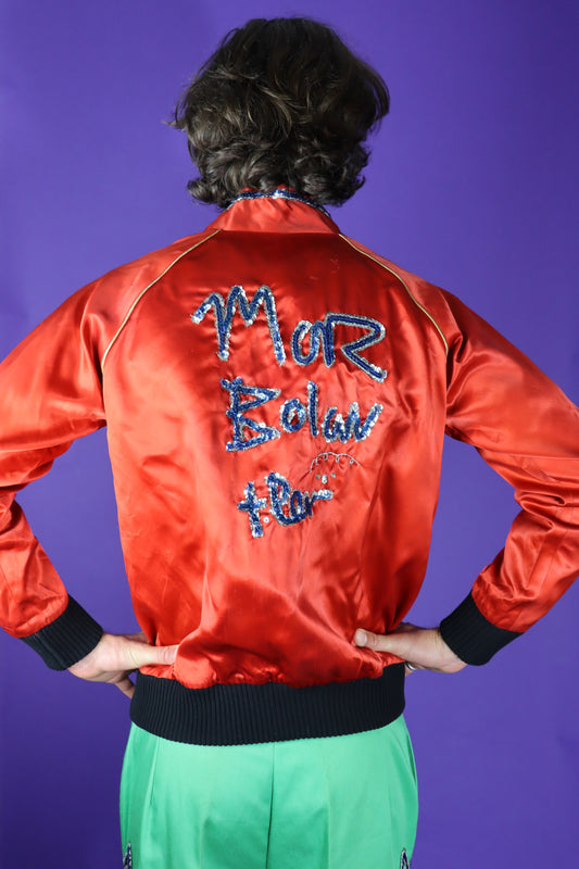 RARE Vintage 1970s Customised Marc Bolan T.Rex Satin Bomber Jacket Glam Rock