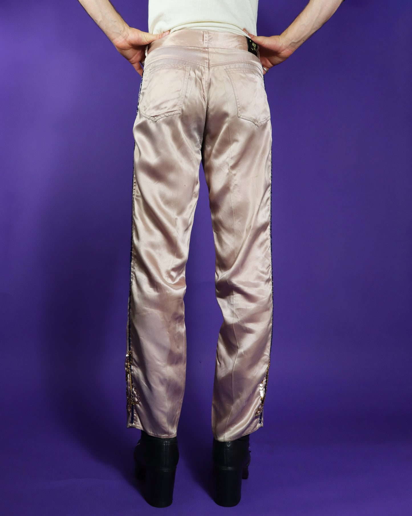 RARE Vintage 1970s Glam Rock Customised Satin Trousers Marc Bolan T.Rex