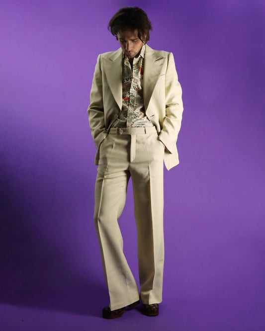 Vintage 1970s Tailored Cream Summer Suit