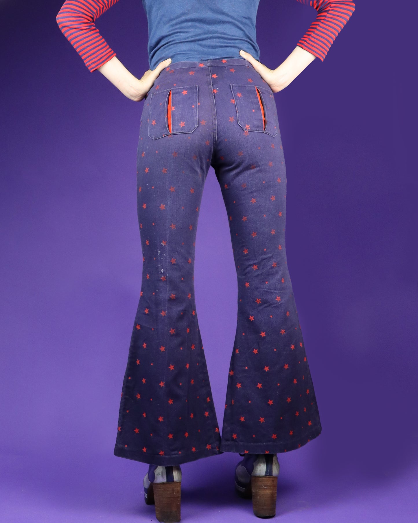 Vintage 1970s Star Print Glam Rock Circus Flares