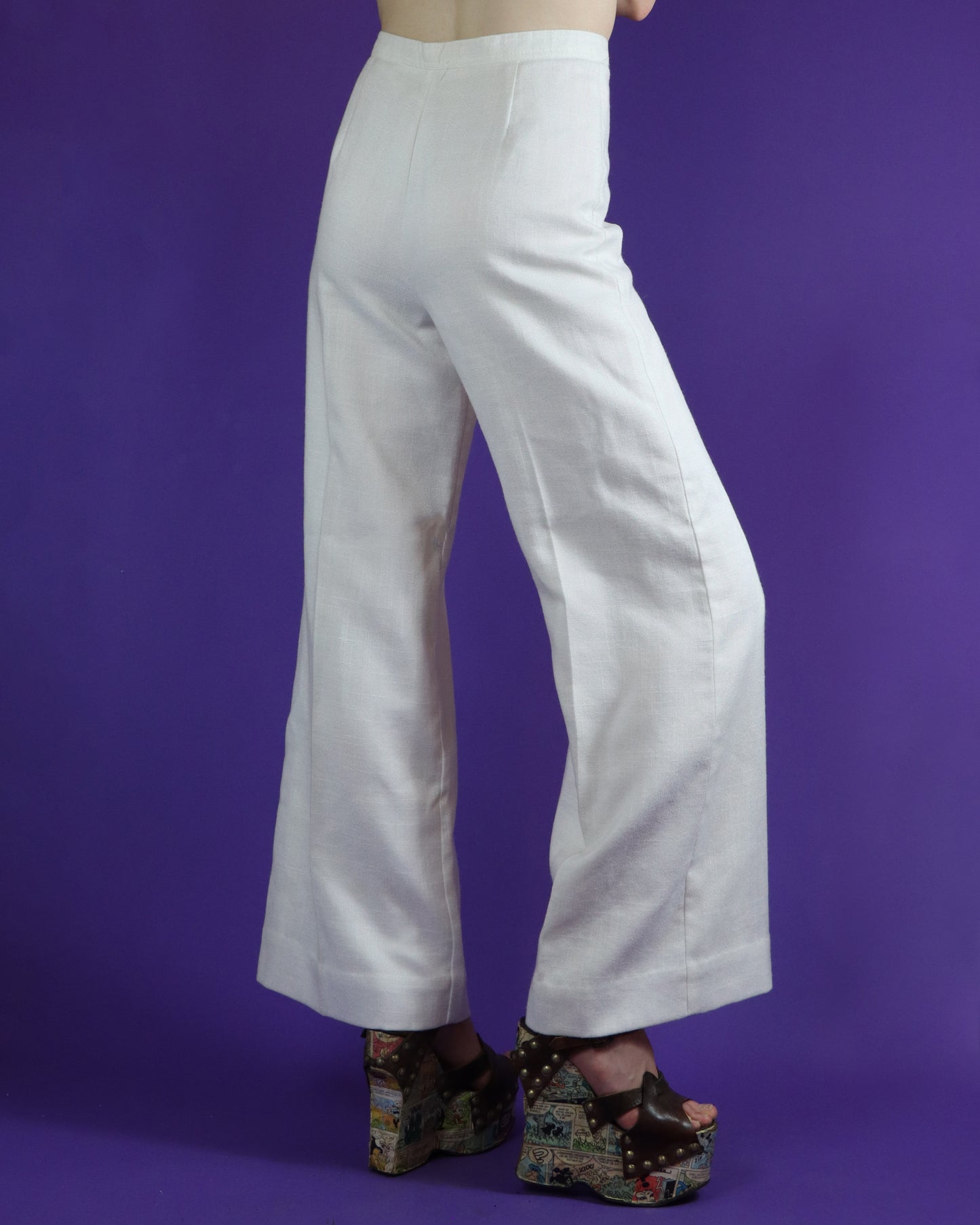 Vintage 1970s White Double Breasted Suit with Flares