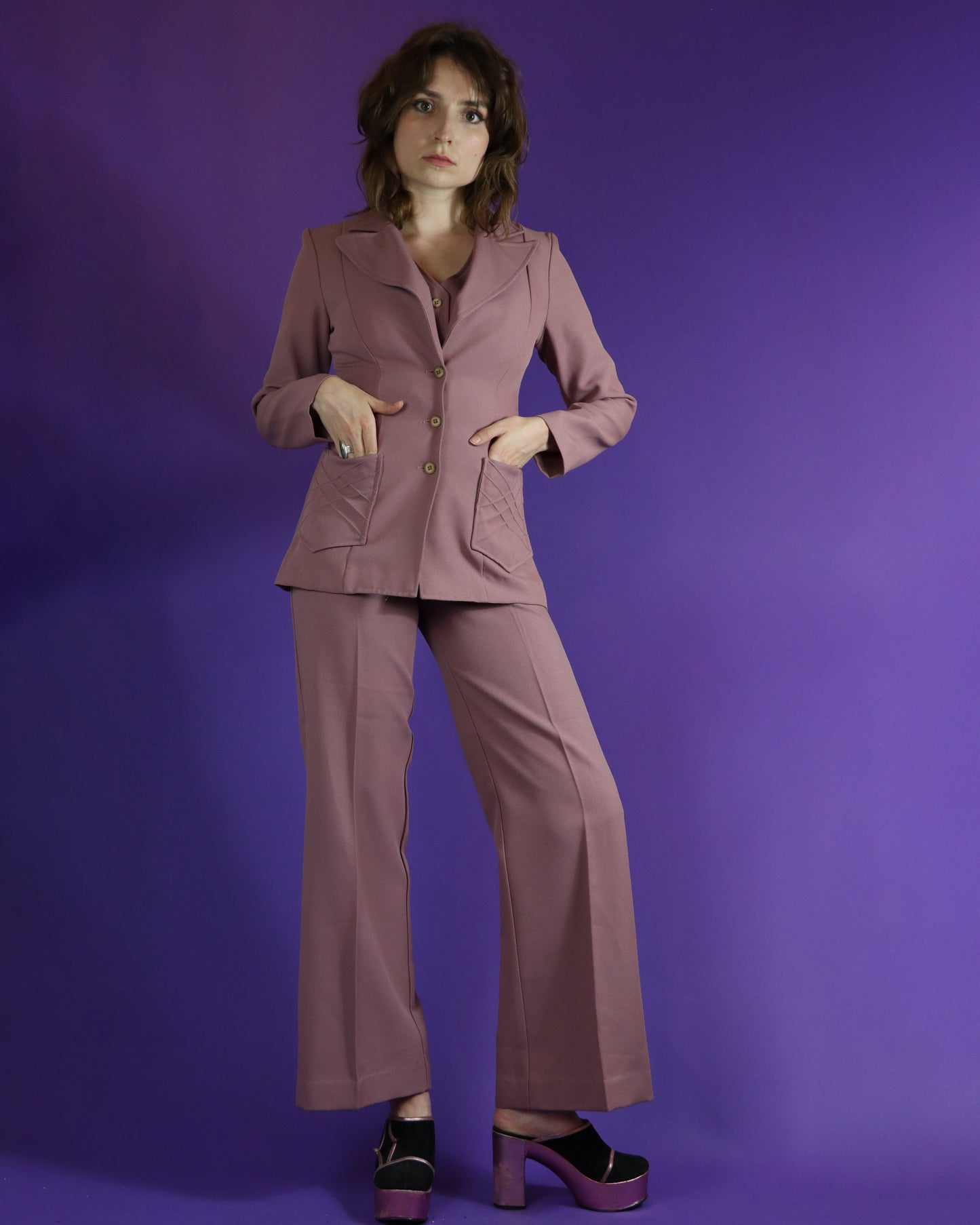 Vintage 1970s 3 Piece Heather Suit