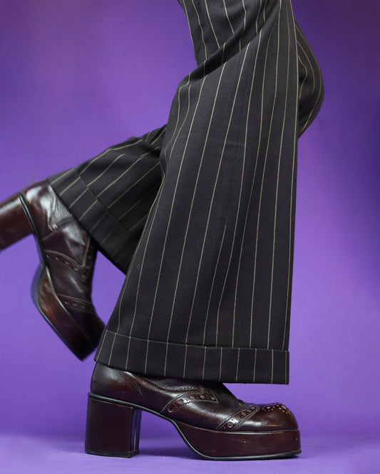 Vintage 1970s Brown Brogue Platform Boots