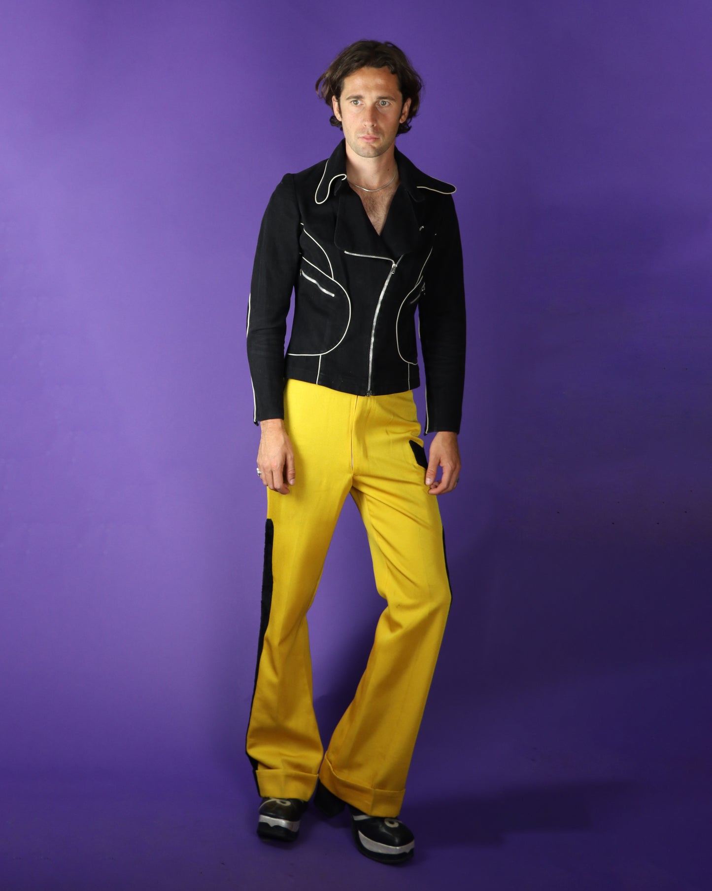 Vintage 1970s Yellow Glam Rock Tailored Trousers