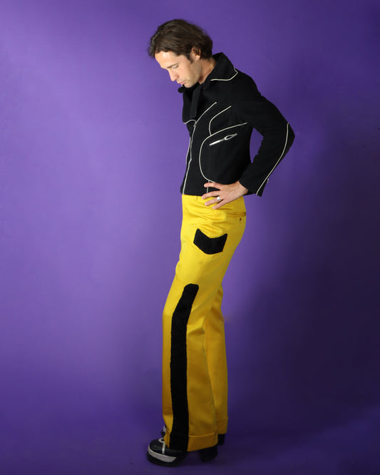 Vintage 1970s Yellow Glam Rock Tailored Trousers