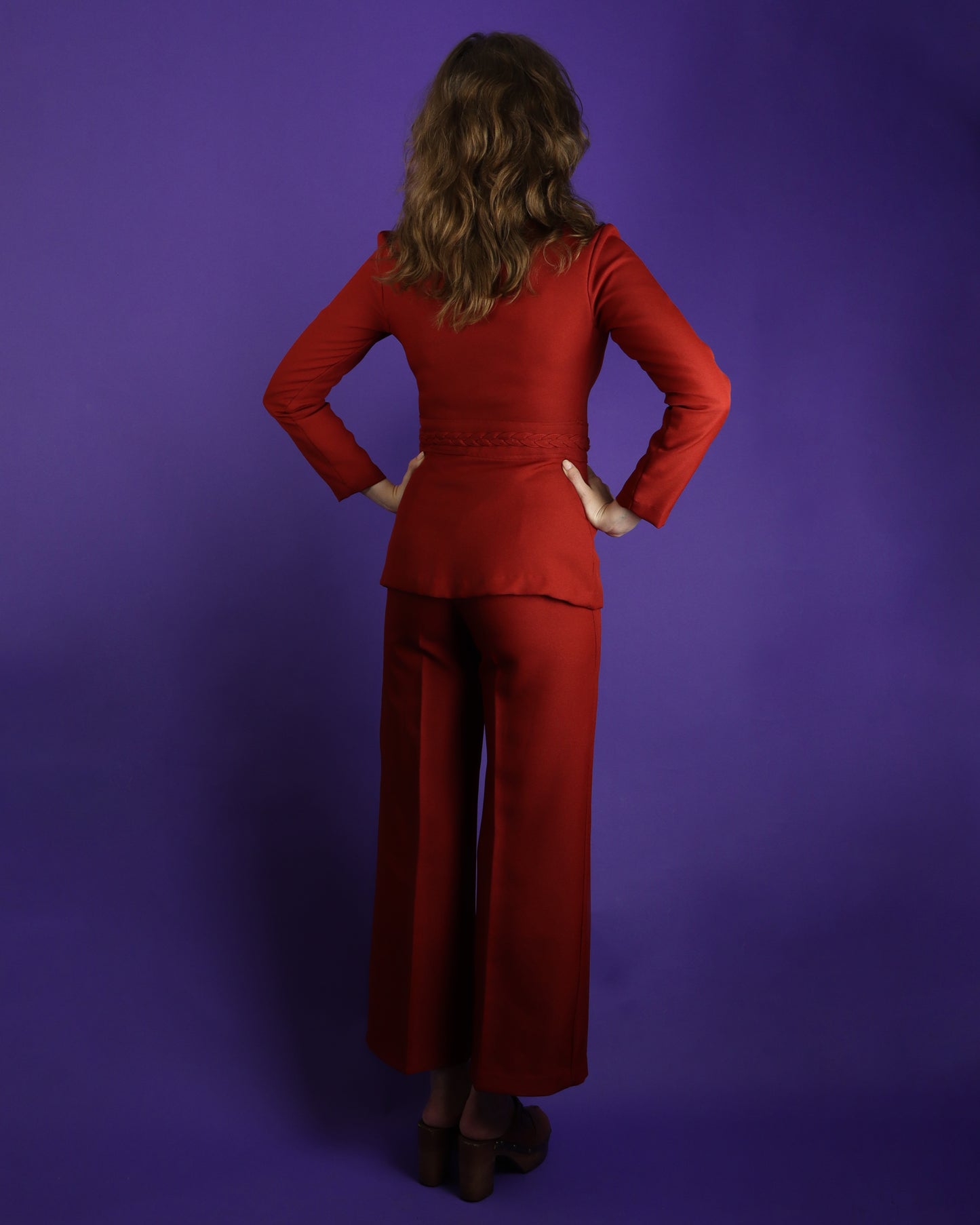 RESERVED: Vintage 1970s 4 Piece Dark Red Suit Disco Shirt Set