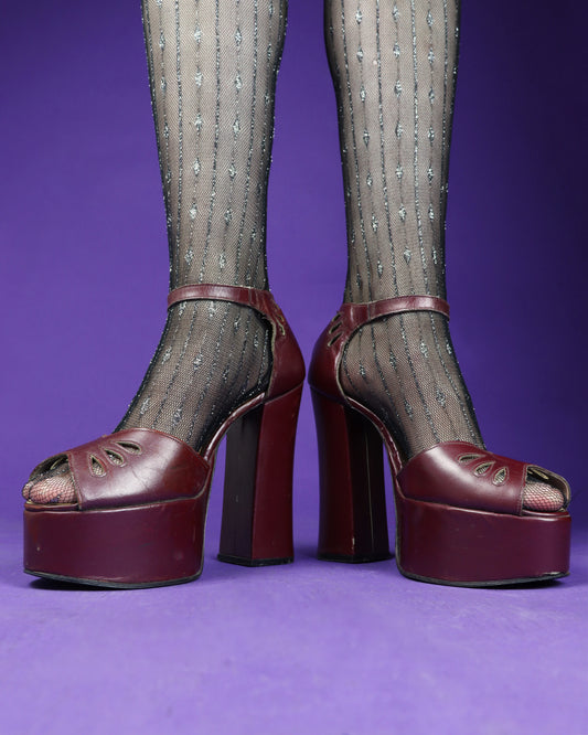 Vintage 1970s Red Platform Shoes Heels