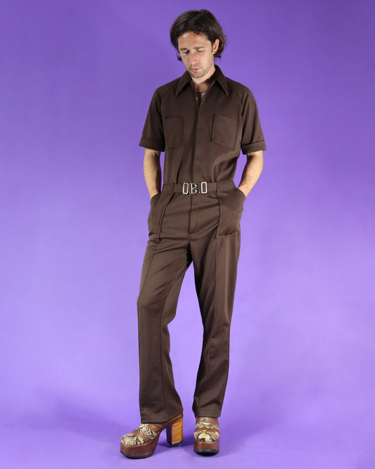 Vintage 1970s Men's Jumpsuit Brown