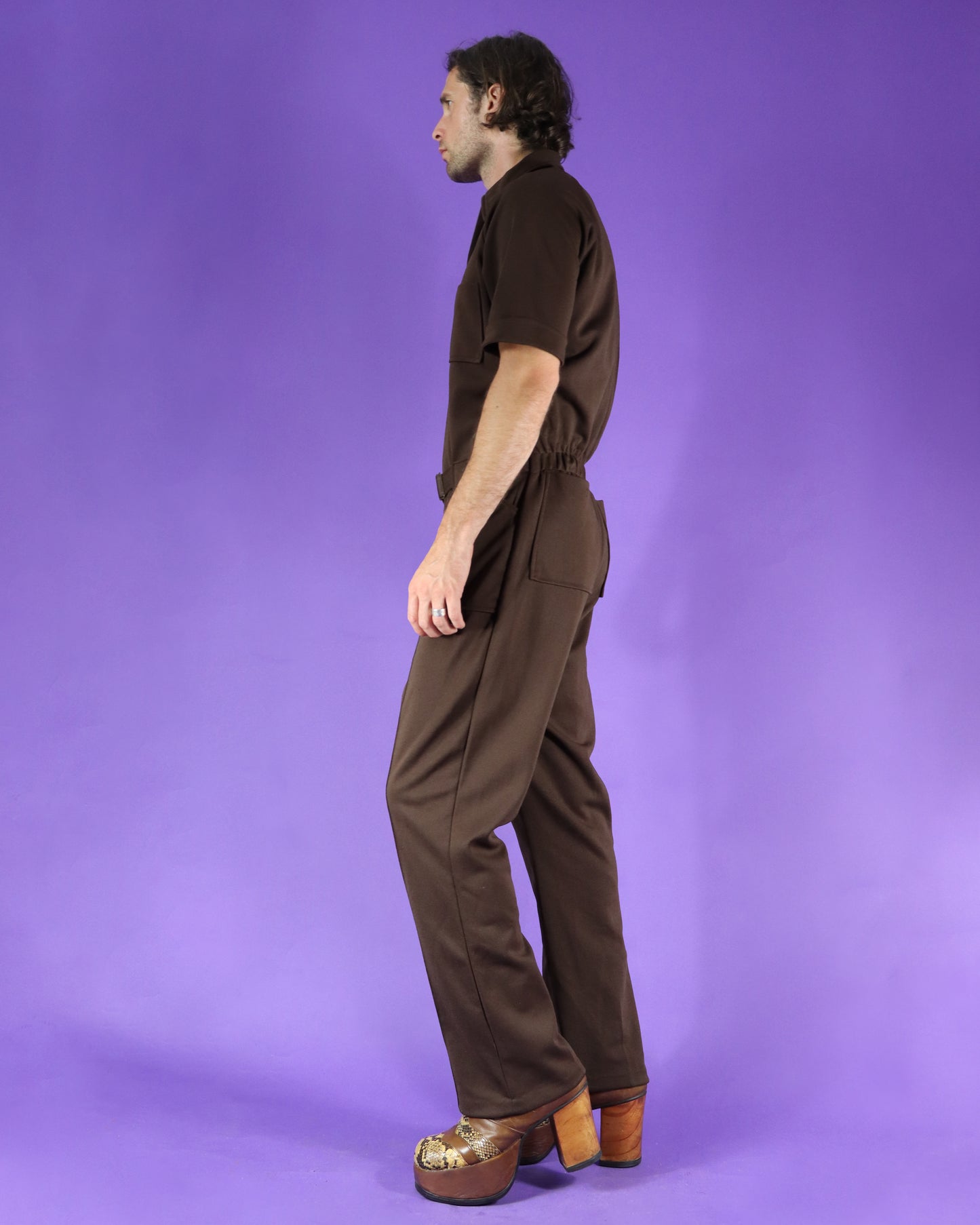 Vintage 1970s Men's Jumpsuit Brown