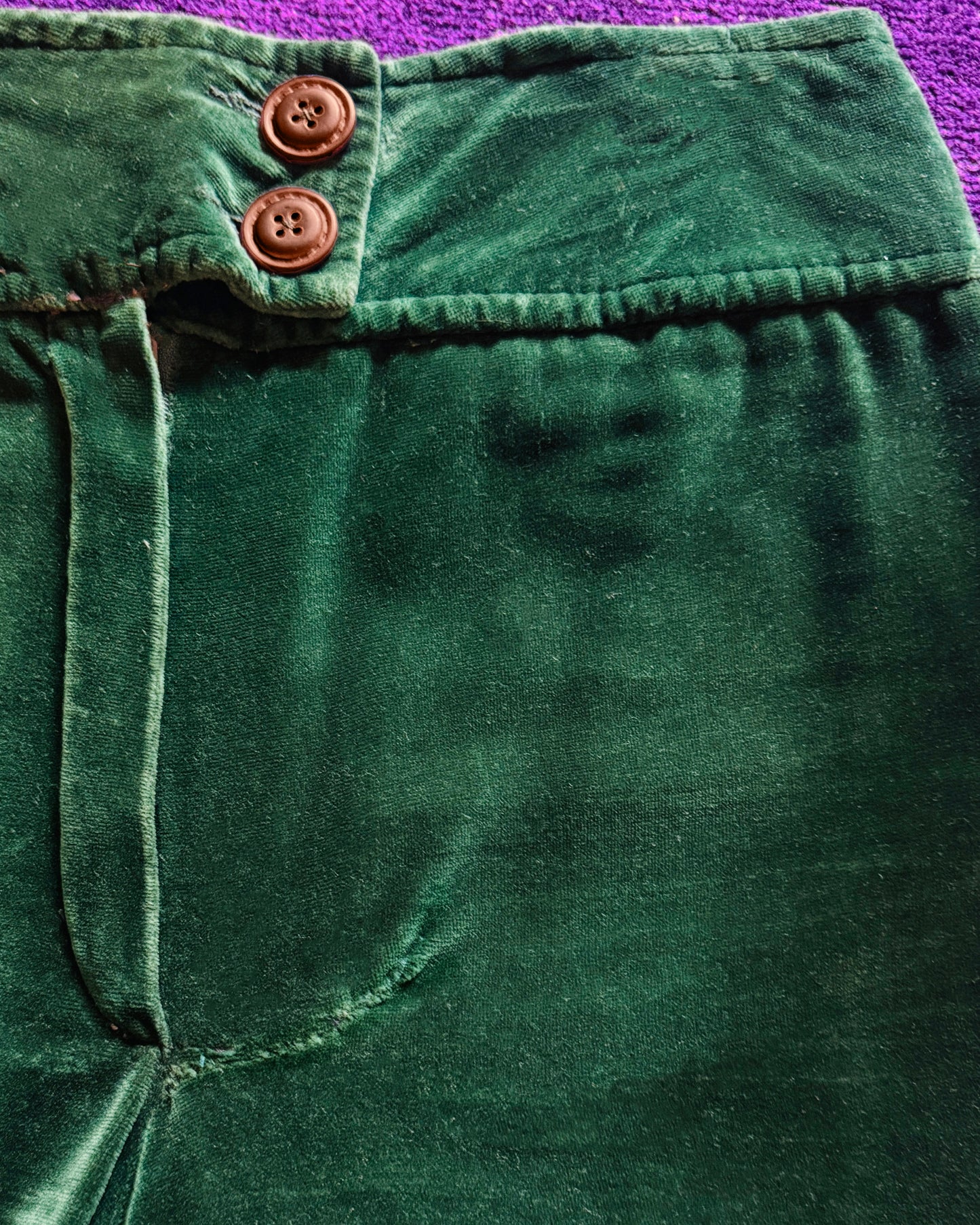 Vintage 1970s Green Velvet Two Piece Suit