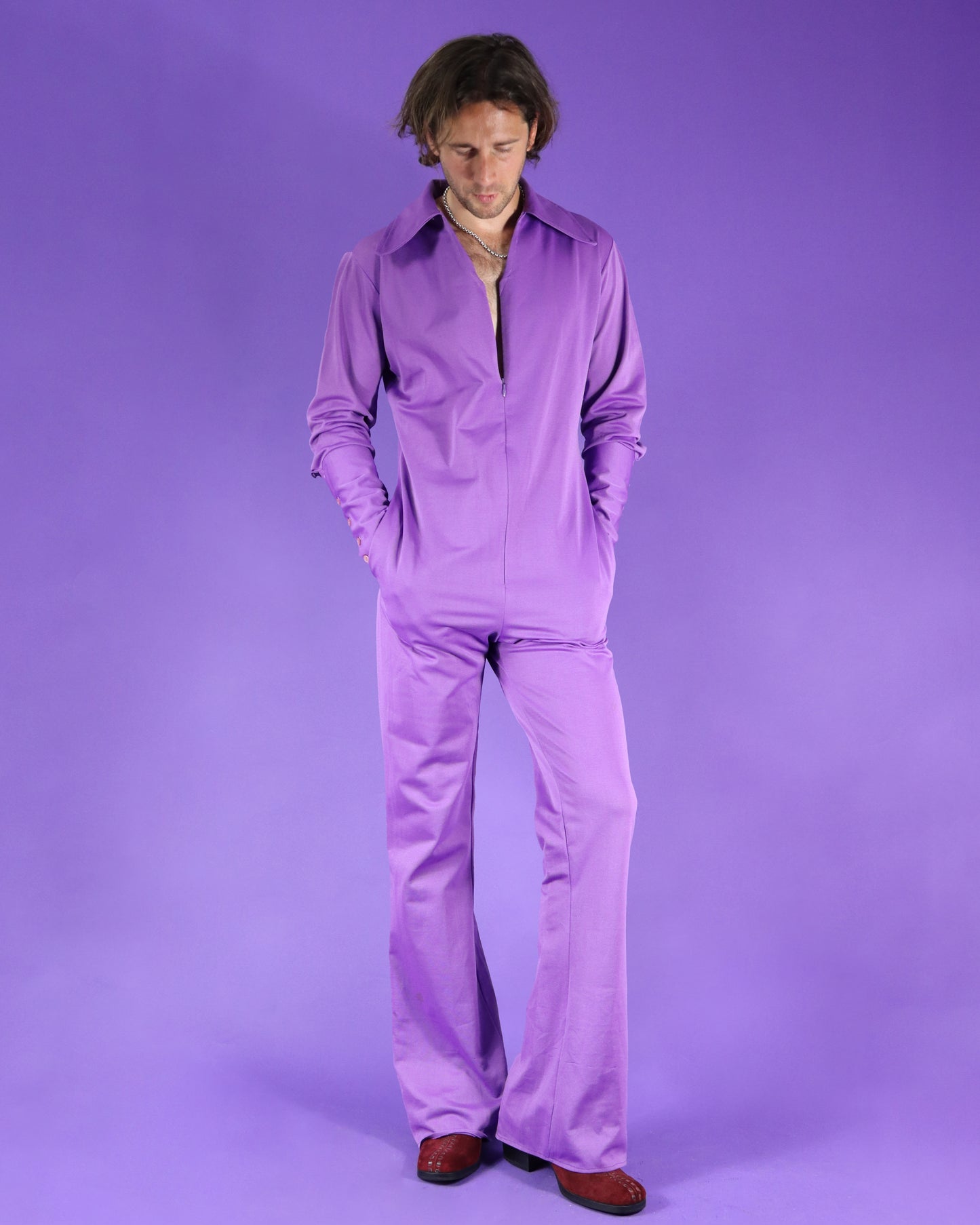 Vintage 1970s Men's Jumpsuit Purple