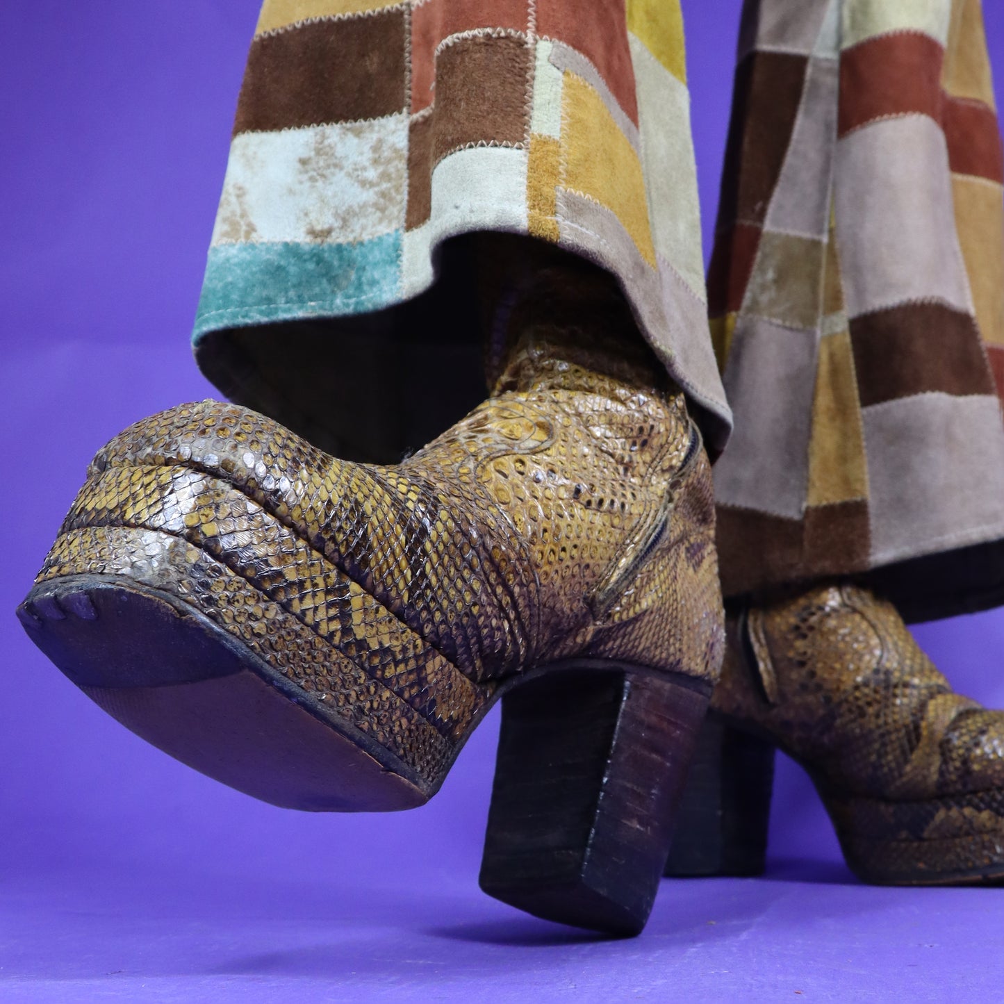 Vintage 1970s Snakeskin Platform Boots