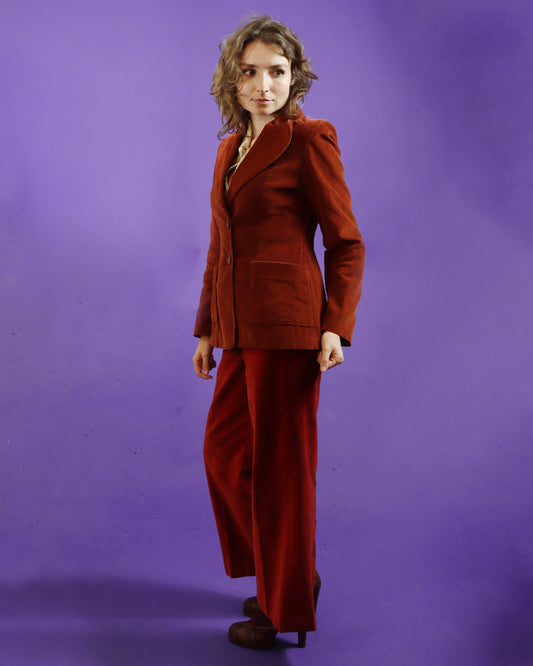 Vintage 1970s Burnt Orange Corduroy Blazer