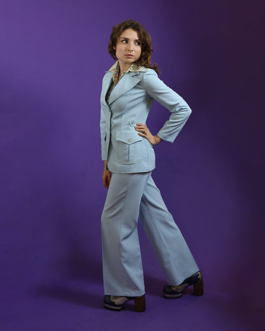 Vintage 1970s Pale Blue Suit