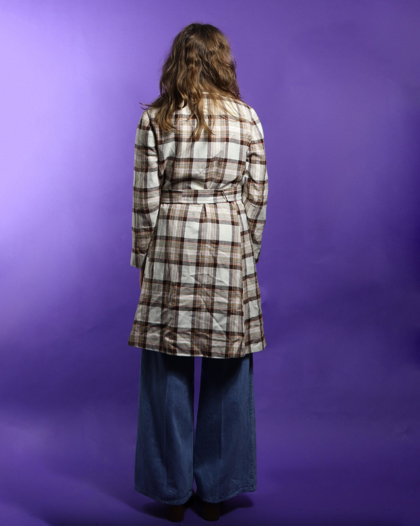 Vintage 1970s Gingham Woollen Coat