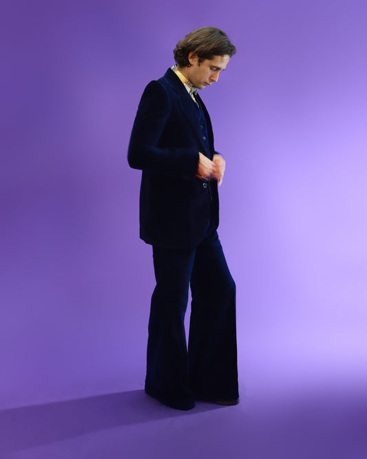 Vintage 1970s Blue Velvet Suit