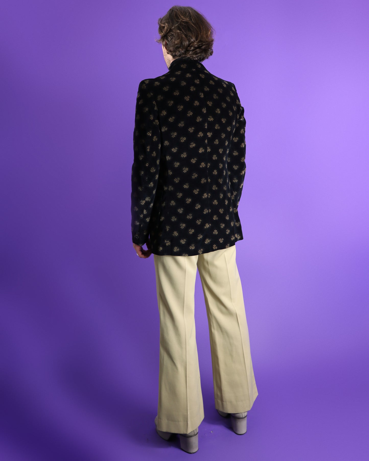 Vintage 1970s Stellular Floral Velvet Printed Blazer