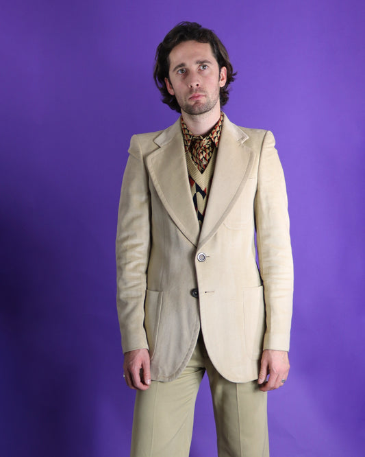 Vintage 1970s Italian Cream Velvet Blazer