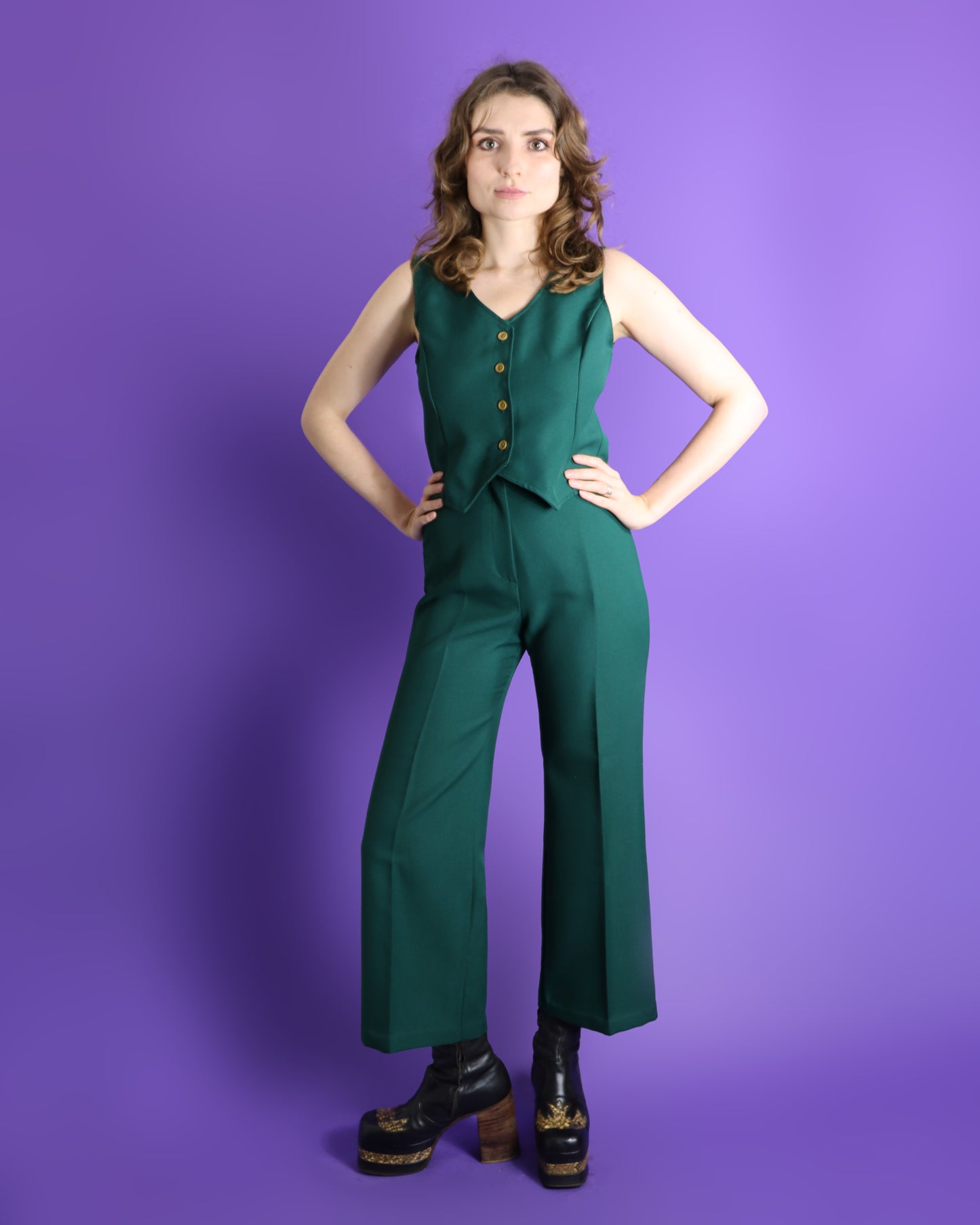 Vintage 1970s Bottle Green 3 Piece Suit