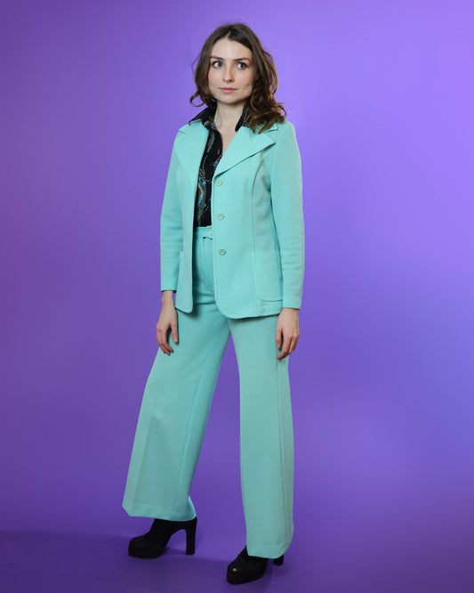 Vintage 1970s Seafoam Green Trouser Suit