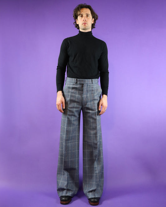 Vintage 1970s Plaid Wool Flares