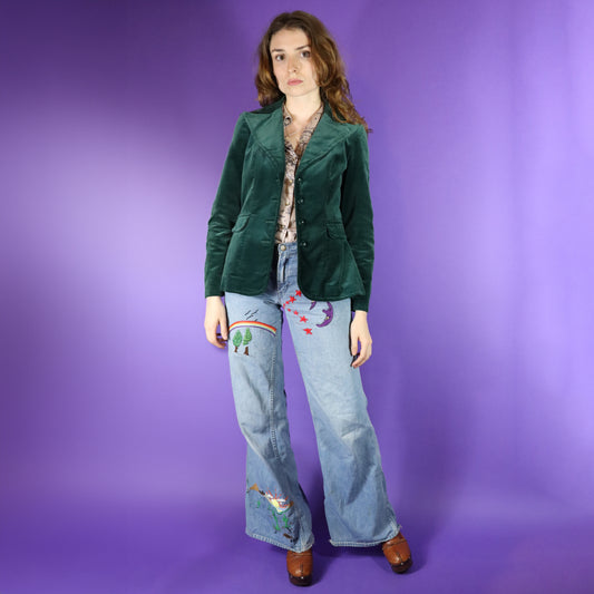 Vintage 1970s Green Velvet Blazer