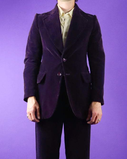 Vintage 1970s Purple Silk Velvet Suit Tailored