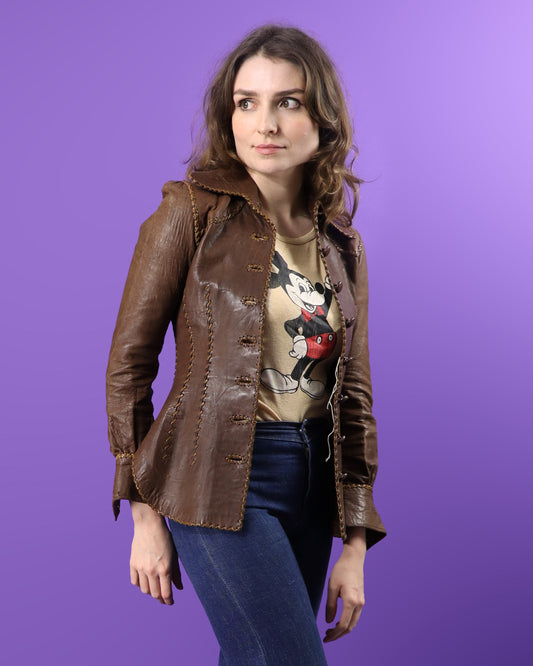 Vintage 1970s North Beach Leathers Chocolate Brown Shirt Jacket