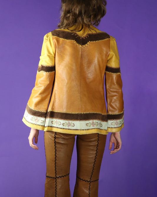 Vintage 1970s Char Open Leather Jacket