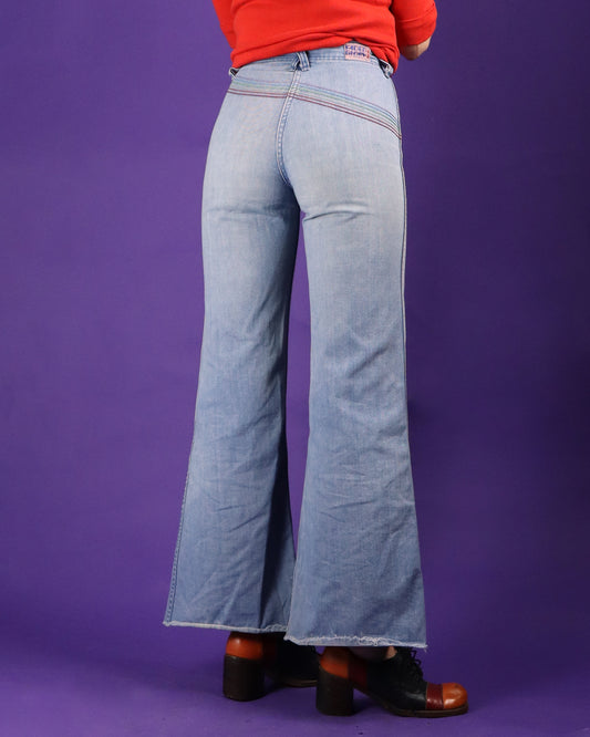 Vintage 1970s Faded Glory Rainbow Denim Flares