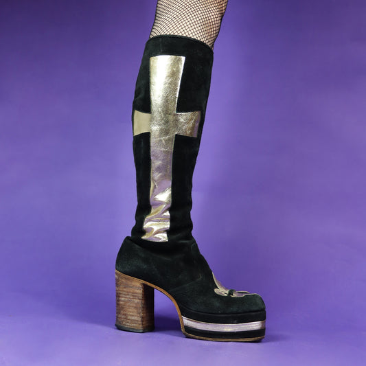 Vintage 1970s Crucifix Platform Boots