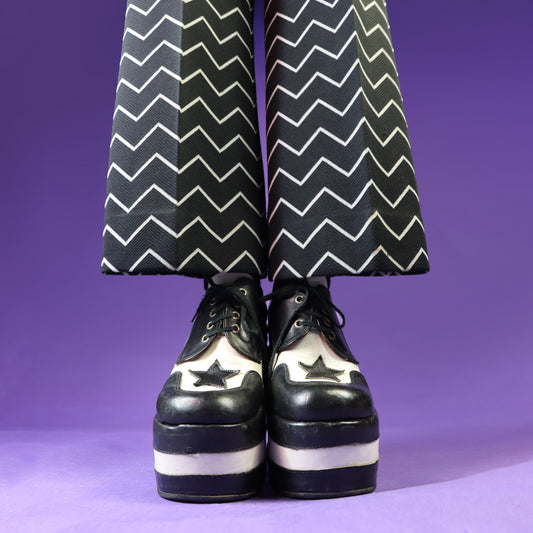 Vintage 1970s Piano Key Wedge Platform Shoes