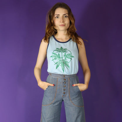 Vintage 1970s Weed Leaf Vest Top