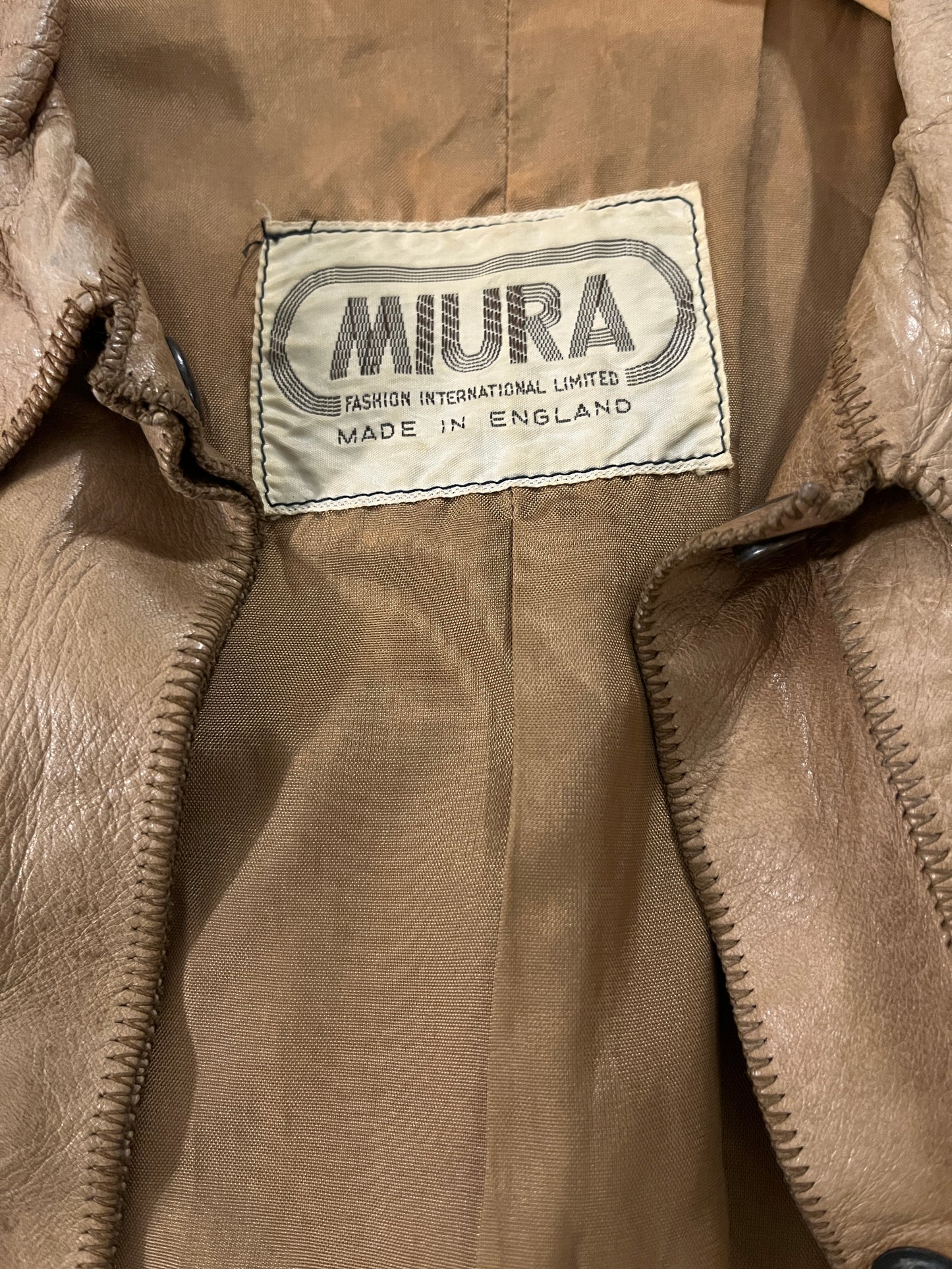Vintage 1970s Miura Patchwork Leather Trench Coat