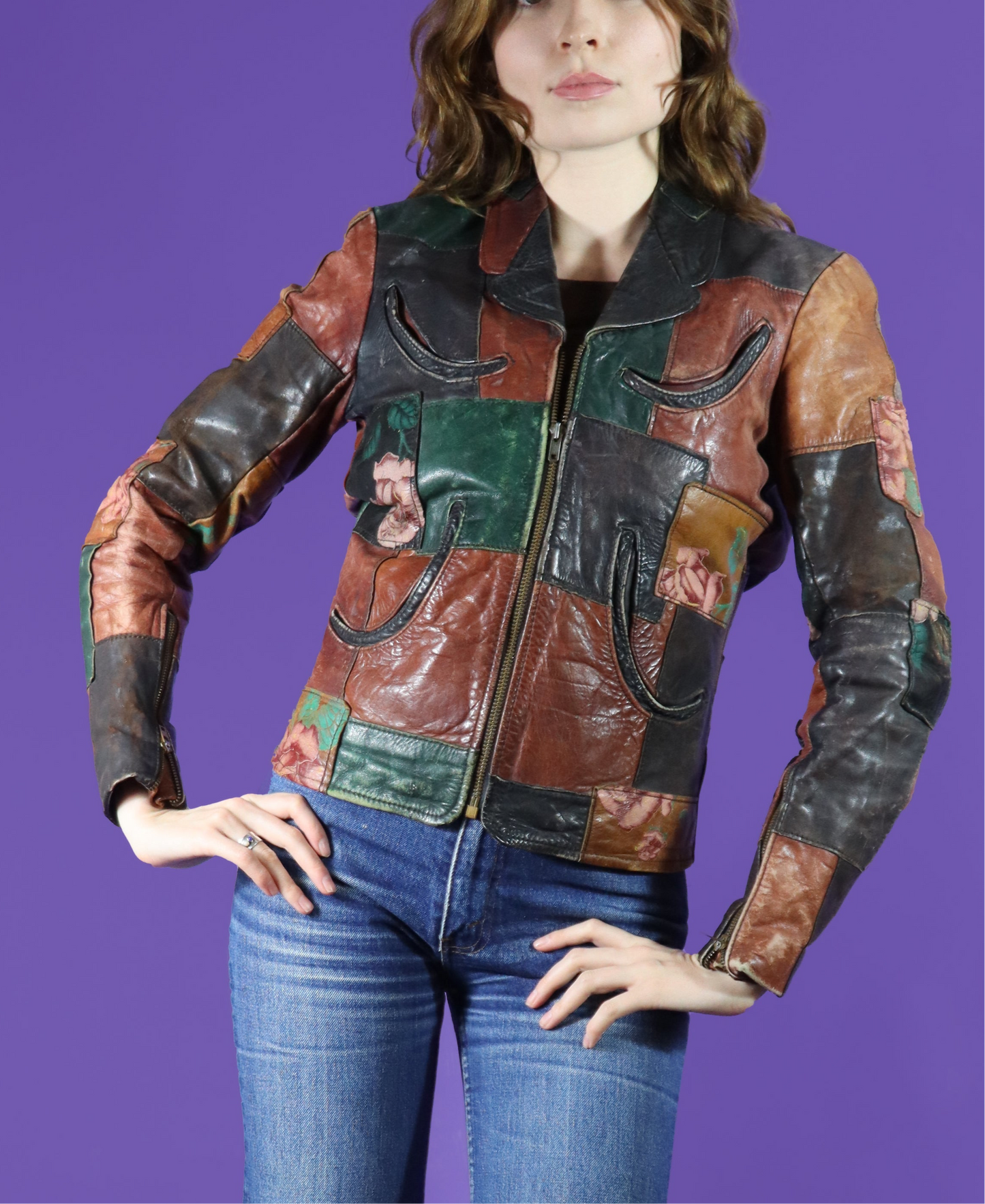 Vintage 1970s Gandalf Patchwork Leather Jacket