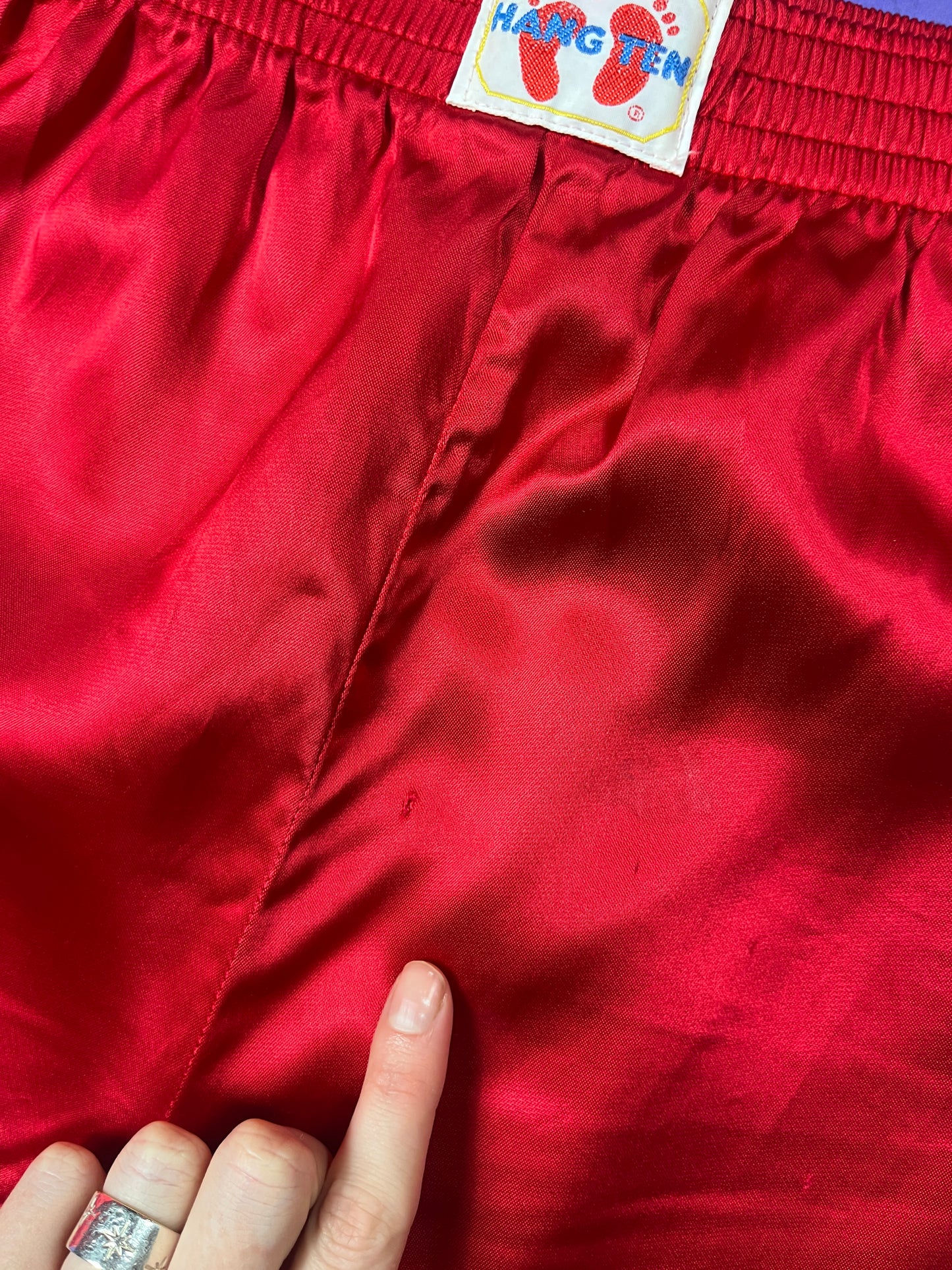 Vintage 1970s Hang Ten Red Satin Shorts Suit