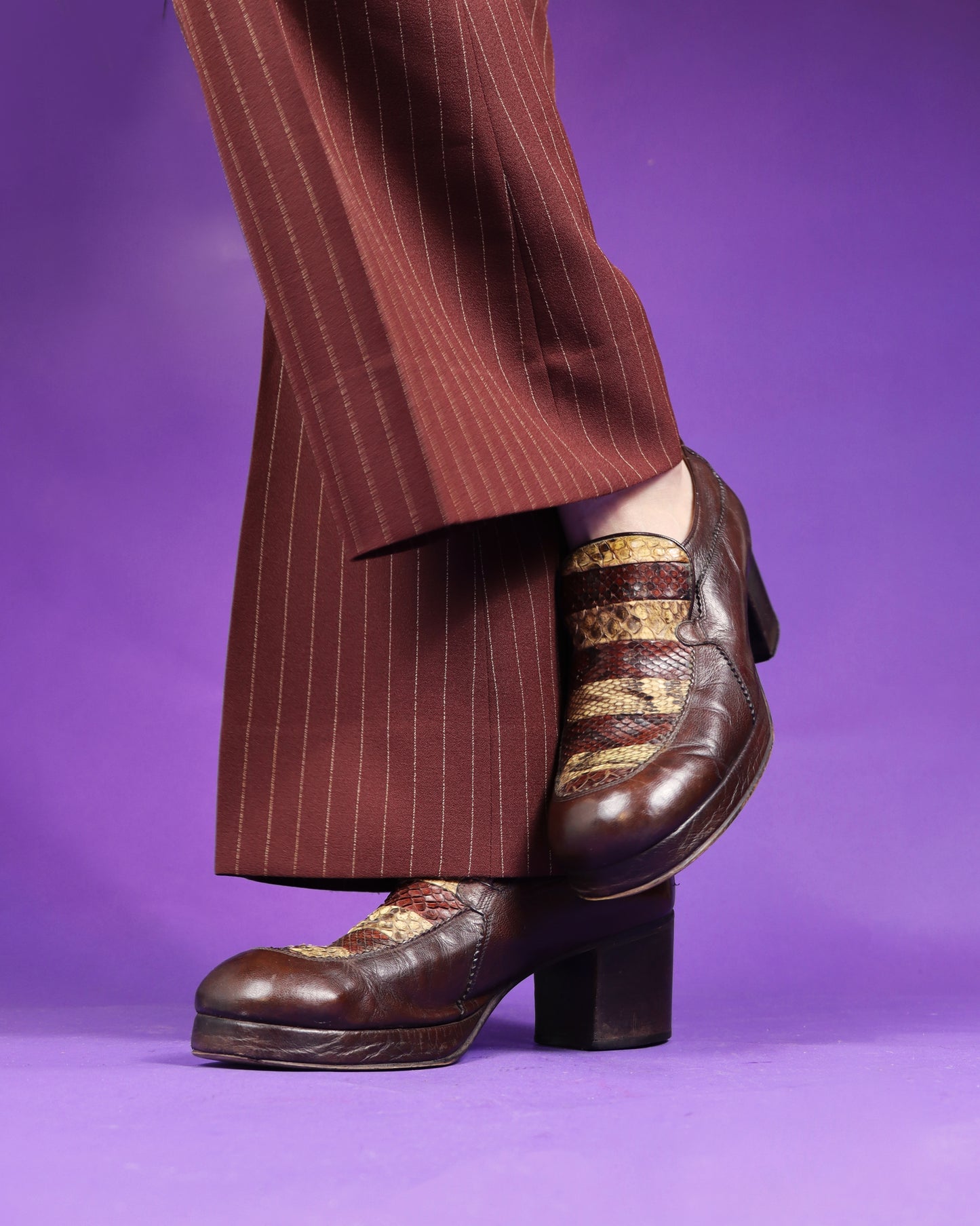 Vintage 1970s Antonio Fluxa Snakeskin Mule Platform Shoes