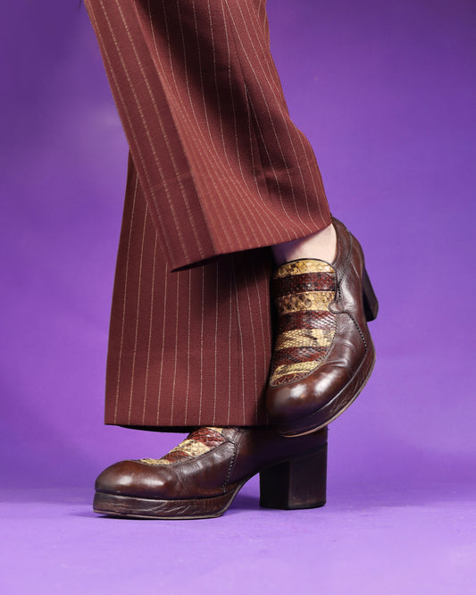 Vintage 1970s Antonio Fluxa Snakeskin Mule Platform Shoes