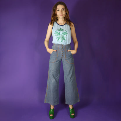 Vintage 1970s Inside Out Denim Flares