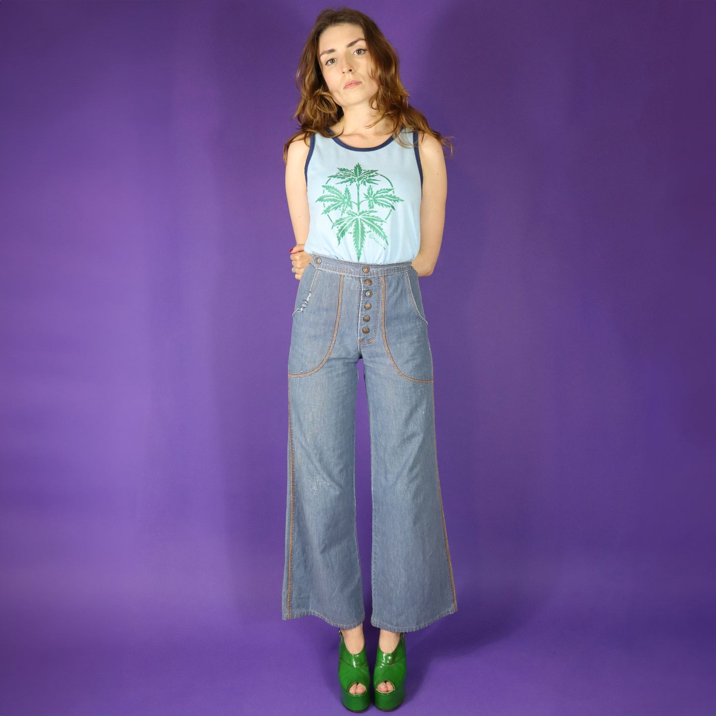 Vintage 1970s Inside Out Denim Flares