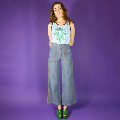 Vintage 1970s Inside Out Denim Flares