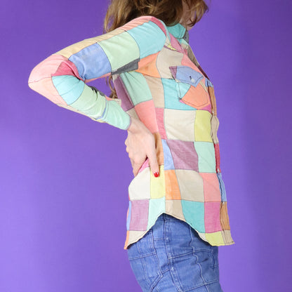 Vintage 1970s Patchwork Madras Rainbow Cotton Shirt 3